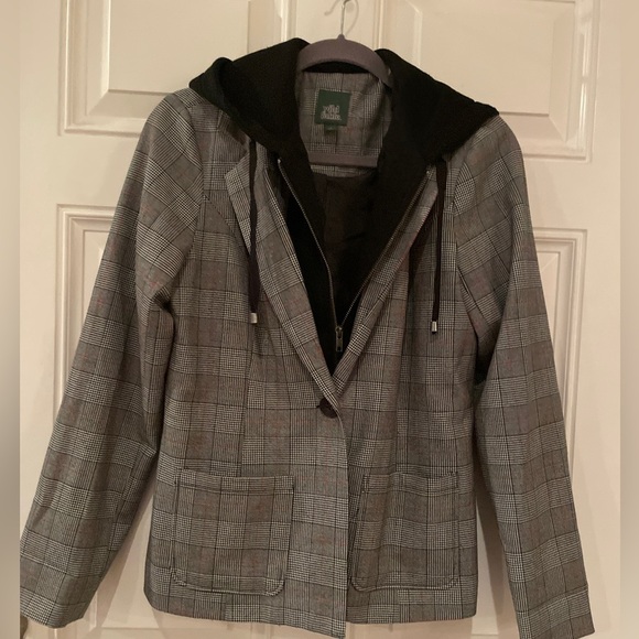 Wild Fable plaid houndstooth pattern hooded jacket Academia preppy jacket Sz sm - Picture 1 of 10